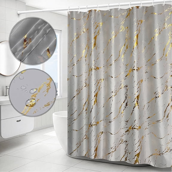 72x72in Gray and Gold Marble Foil Glitter Shower Curtain