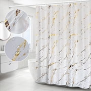 72x72in White and Gold Marble Foil Glitter Shower Curtain