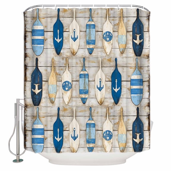 72x78 Inch Shower Curtain Blue Coastal Nautical Bathroom Decor Waterproof Fabric Bathtub Bath Curtains Decorative Vintage Beach Summer Sailing Extra Long Shower Curtain Set with Hooks