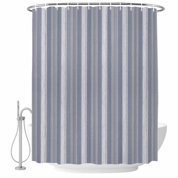 72x78 Inch Shower Curtain Blue Grey Striped Bathroom Decor, Waterproof Fabric Bathtub Bath Curtains Decorative Farmhouse Stripes Modern Abstract Art Extra Long Shower Curtain Set with Hooks