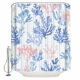 thumbnail image 1 of 72x78 Inch Shower Curtain Blue Pink Coral Bathroom Decor Waterproof Fabric Bathtub Bath Curtains Decorative Summer Coastal Beach Ocean Extra Long Shower Curtain Set with Hooks, 1 of 6