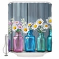 thumbnail image 1 of 72x78 Inch Shower Curtain Daisy Flower Bathroom Decor Waterproof Fabric Bathtub Bath Curtains Decorative Blue Pink Bottle Floral Farmhouse Wooden Extra Long Shower Curtain Set with Hooks, 1 of 6