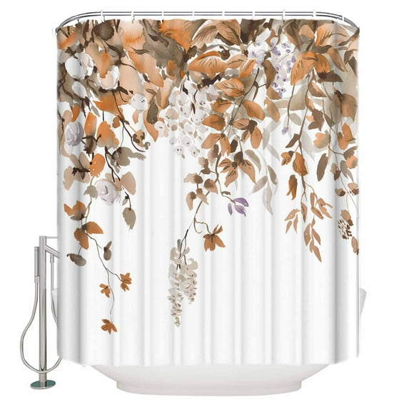 72x78 Inch Shower Curtain Fall Leaves Bathroom Decor Waterproof Fabric Bathtub Bath Curtains Decorative Farmhouse Vintage Botanical Floral Extra Long Shower Curtain Set with Hooks