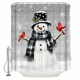thumbnail image 1 of 72x78 Inch Shower Curtain Grey Snowman Christmas Bathroom Decor Waterproof Fabric Bathtub Bath Curtains Decorative Xmas Snowflake Birds Extra Long Shower Curtain Set with Hooks, 1 of 6