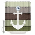 thumbnail image 1 of 72x78 Inch Shower Curtain Nautical Anchor Bathroom Decor Waterproof Fabric Bathtub Bath Curtains Decorative Farmhouse Sage Green Brown Wooden Grain Extra Long Shower Curtain Set with Hooks, 1 of 6