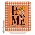 thumbnail image 1 of 72x78 Inch Shower Curtain Orange Fall Bathroom Decor Waterproof Fabric Bathtub Bath Curtains Decorative Thanksgiving Pumpkins Home Plaid Extra Long Shower Curtain Set with Hooks, 1 of 6