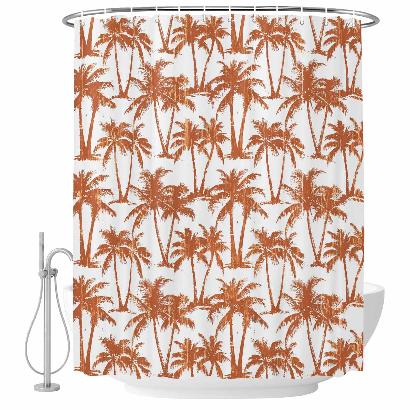 72x78 Inch Shower Curtain Orange Palm Tree Bathroom Decor, Waterproof ...