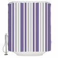thumbnail image 1 of 72x78 Inch Shower Curtain Purple Grey Stripe Bathroom Decor Waterproof Fabric Bathtub Bath Curtains Decorative Farmhouse Minimalist Striped Extra Long Shower Curtain Set with Hooks, 1 of 6