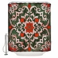 thumbnail image 1 of 72x78 Inch Shower Curtain Red Green Flowers Bathroom Decor Waterproof Fabric Bathtub Bath Curtains Decorative Retro Floral Petal Abstract Art Extra Long Shower Curtain Set with Hooks, 1 of 6