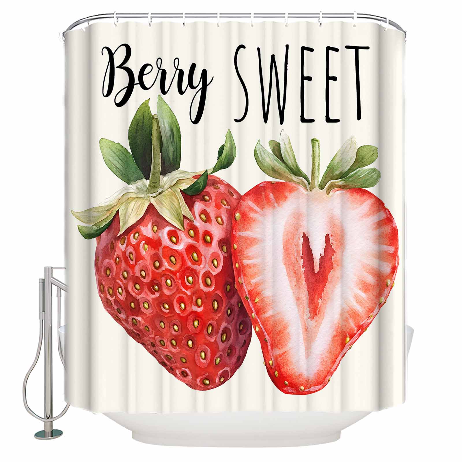 72x78 Inch Shower Curtain Strawberry Bathroom Decor Waterproof Fabric ...