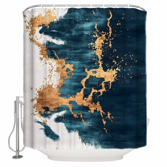 72x78 Inch Shower Curtain Teal Yellow Art Bathroom Decor Waterproof Fabric Bathtub Bath Curtains Decorative Modern Abstract Art Aesthetics Extra Long Shower Curtain Set with Hooks
