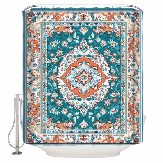 72x78 Inch Shower Curtain Turquoise Boho Bathroom Decor Waterproof Fabric Bathtub Bath Curtains Decorative Ethnic Aztec Southwest Abstract Pattern Extra Long Shower Curtain Set with Hooks