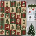 thumbnail image 1 of 72x78 Inch Shower Curtain Vintage Checkered Christmas Bathroom Decor, Waterproof Fabric Bathtub Bath Curtains Decorative Xmas Tree Snowflake Truck Extra Long Shower Curtain Set with Hooks, 1 of 8