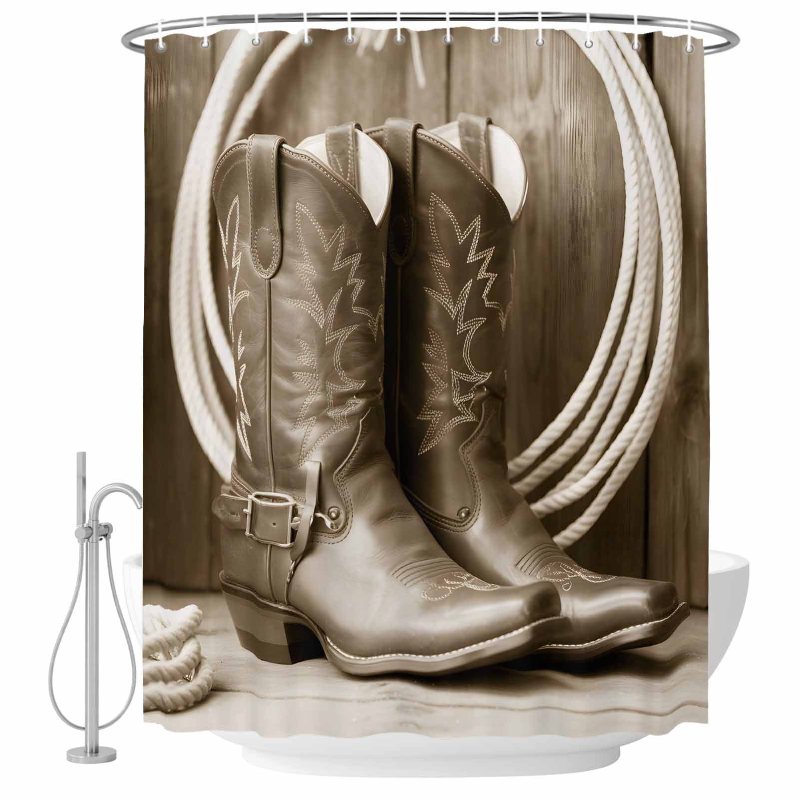72x78 Inch Shower Curtain Western Cowboy Bathroom Decor, Waterproof