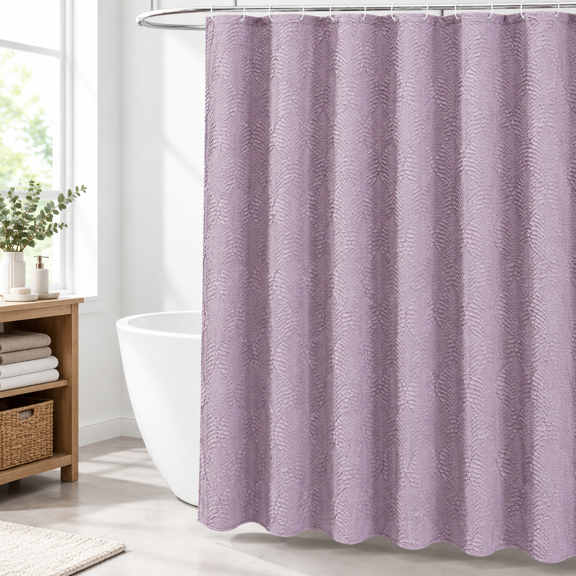 72x78 Long Shower Curtain Lavender 3d Embossed Half Bath