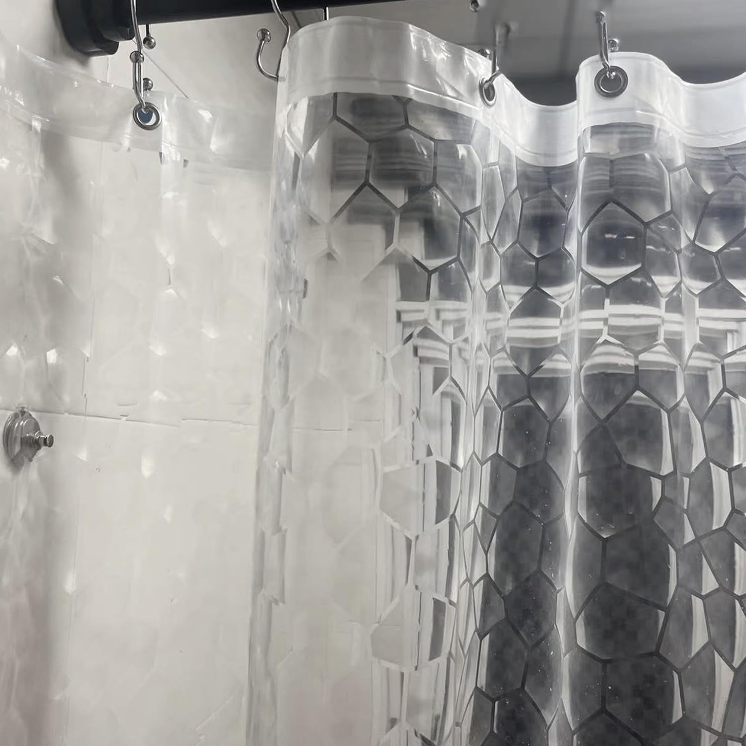 72x80 Shower Curtain Liner with Side Magnets Kit Closed to Wall for ...