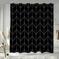 72x84 Inch Chevron Black Long Shower Curtain for Kids Bathroom Decor Farmhouse Striped Patchwork Polyester Bath Curtain Plaid Neutral Stall Bathtub Curtains Set Waterproof with Hooks
