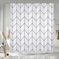 thumbnail image 1 of 72x84 Inch Chevron Extra Long Shower Curtain for Kids Bathroom Decor Farmhouse Striped Splicing Polyester Bath Curtain Modern Chic Stall Shower Curtains Set Waterproof with Hooks, 1 of 6