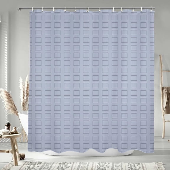 72x84 Inch Neutral Checkered Long Shower Curtain Farmhouse Plaid Polyester Bath Curtain Rustic Bordered Stall Shower Curtains Set for Kids Bathroom Decor Waterproof with Hooks