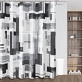 thumbnail image 1 of 72x84 Inch Shower Curtain Extra Long Shower Curtain Set with 12 Hooks - Black Shower Curtains for Bathroom Decor Black and Grey Shower Curtain with Abstract Geometric Pattern Waterproof Washable, 1 of 6