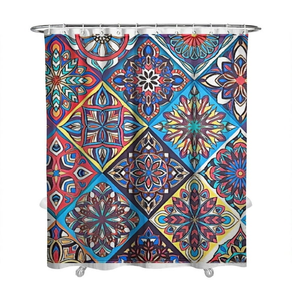 72x84 Inches Boho Tribal Shower Curtain Polyester Fabric Vintage Inspired Bath Decor