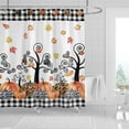 thumbnail image 1 of 72x84 Inches Pumpkin Fall Shower Curtain, Halloween Autumn Plaid Black and White Farmhouse Thanksgiving Harvest Fabric Bathroom Curtains 12 Hooks, 1 of 4