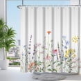 thumbnail image 1 of 72x84 Inches Watercolor Floral Shower Curtain Colorful Wildflower Botanical Leaves Flower Shower Curtains for Bathroom Decor Plant Bathtub Curtain Waterproof Polyester Fabric with Hooks, 1 of 6