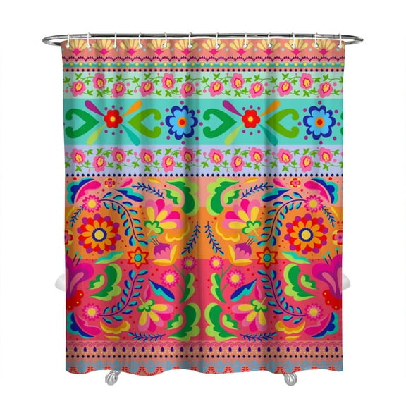 72x84 Vintage Fashion Shower Curtain Floral Bohemian Pattern Waterproof Bathroom Decor
