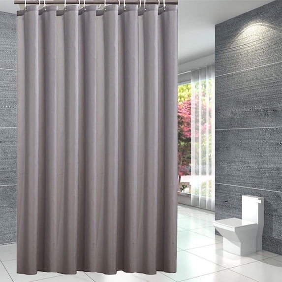 72x96 inch Fabric Shower Curtain Liner. Waterproof Extra Long Bathroom Curtain for Hotel with Hooks. Weighted Hem. gray