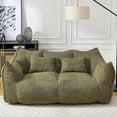 thumbnail image 1 of 73.2'' Modern Upholstered LoveSeat Couch, Memory Foam Sleeper Sofa with 2 Pillows, No Assembly Needed, Lazy Floor Sofa for Small Space, Living Room, Office, Apartment (Green), 1 of 7