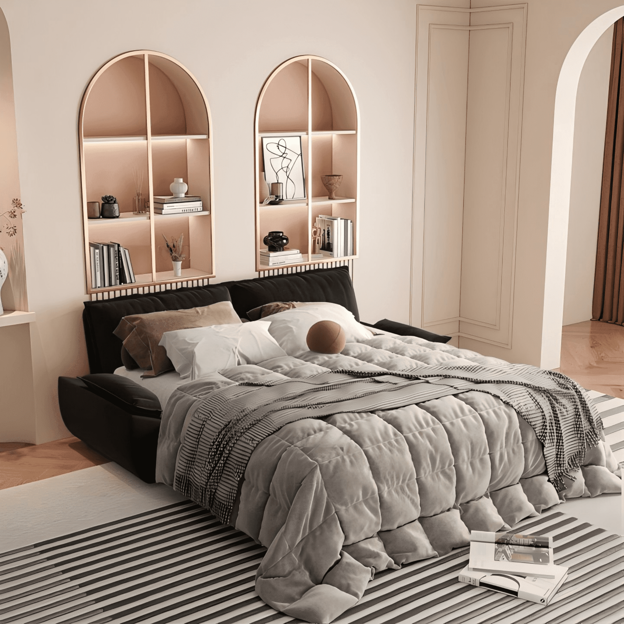 73.2" Queen Pull Out Sofa Bed,3-in-1 Convertible Sleeper Sofa,Multi-Functional Velvet Loveseat Bed