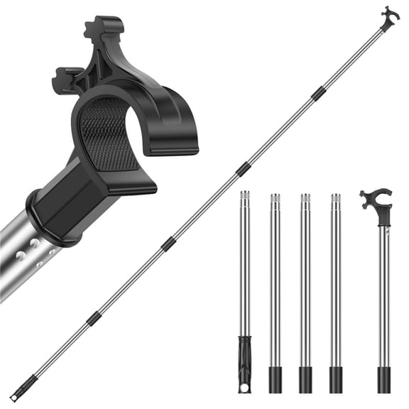 73.23 Inch Telescopic Window Opener Pole, Stainless Steel Extendable Rod with Button Lock, Non-Slip Adjustable Control Rod for Roof Window and Window Blind, Eco-Friendly Household Hardware Accessory
