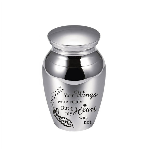 73*45*33mm Angel Wing with Birds/ Your Wings Were Ready But My Heart Was Not - Small Keepsake Urn For Ashes Mini Cremation Urns For Ashes Portable Stainless Steel Memorial Ashes Holder