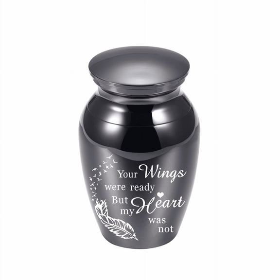 73*45*33mm Angel Wing with Birds/ Your Wings Were Ready But My Heart Was Not - Small Keepsake Urn For Ashes Mini Cremation Urns For Ashes Portable Stainless Steel Memorial Ashes Holder
