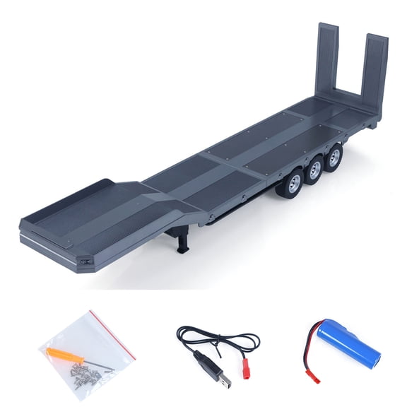 73.5CM Plastic Semi Trailer Flatbed 1502 for 1/18 Remote Control Tractor Truck HUINA 1501 Electronic Support Legs Tail Board
