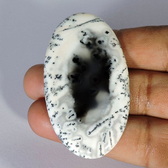 73.60Cts Natural Seductive Dendrite Opal Oval Cabochon Jewelry Gemstone