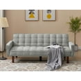 thumbnail image 1 of 73.62" Convertible Futon Sofa Bed, Button Tufted Futon Couch with Adjustable Back and Wood Legs, Linen Loveseat Sleeper Couch for Living Room, Apartment, Gray, 1 of 9