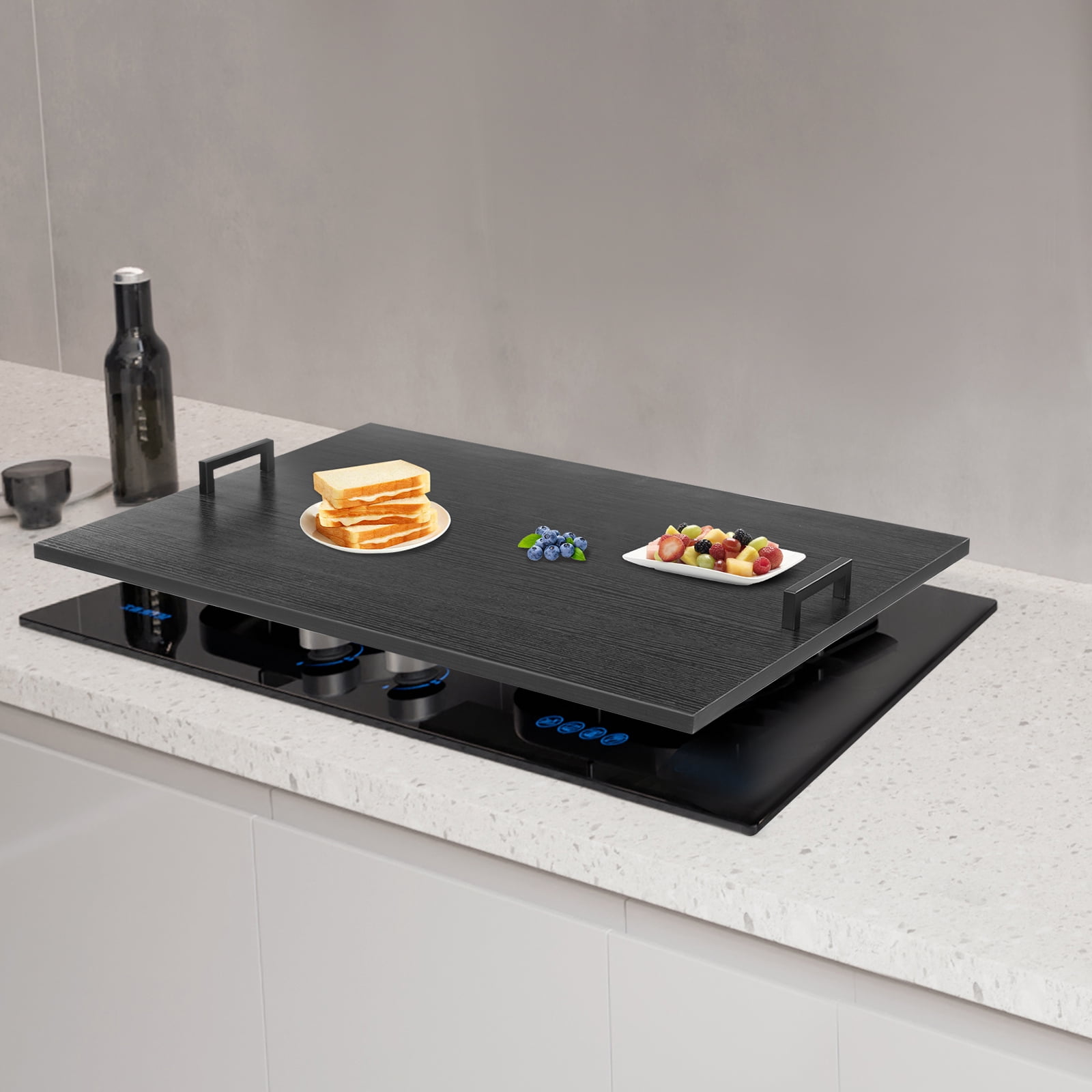 73.66*53.34*1.27cm Rectangle Stove Top Cover Only Black Acacia Wood Stove Top Cover As Cooktop Board Chopping Board