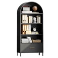 thumbnail image 1 of 73" Arched Storage Cabinet with Drawer, 2 Adjustable Metal Bookcase, Multi-Purpose Organizer for Kitchen/Pantry/Office, Assembly Required, Black, 1 of 7