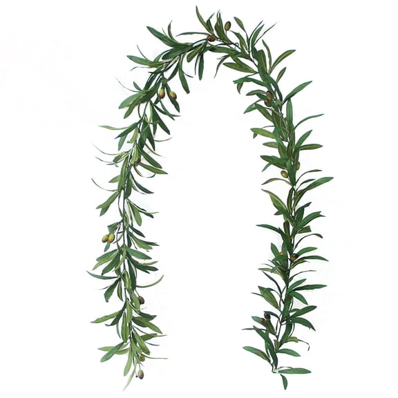 73'' Artificial Olive Leaf Vines Rattan Ivy Vines Leaf Greenery Garland with Olive Fruit Artificial Hanging Leaves Vines for Wedding Party Home Garden Front Door Wall Decor Green
