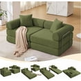 thumbnail image 1 of 73''Convertible Sleeper Sofa Modular Couch for Living Room, Corduroy Floor Sleeper Sofa Bed with Fixed-Shape Frame, Comfy Boneless Cloud Couch Loveseat, No Assembly Required, Green, 1 of 11