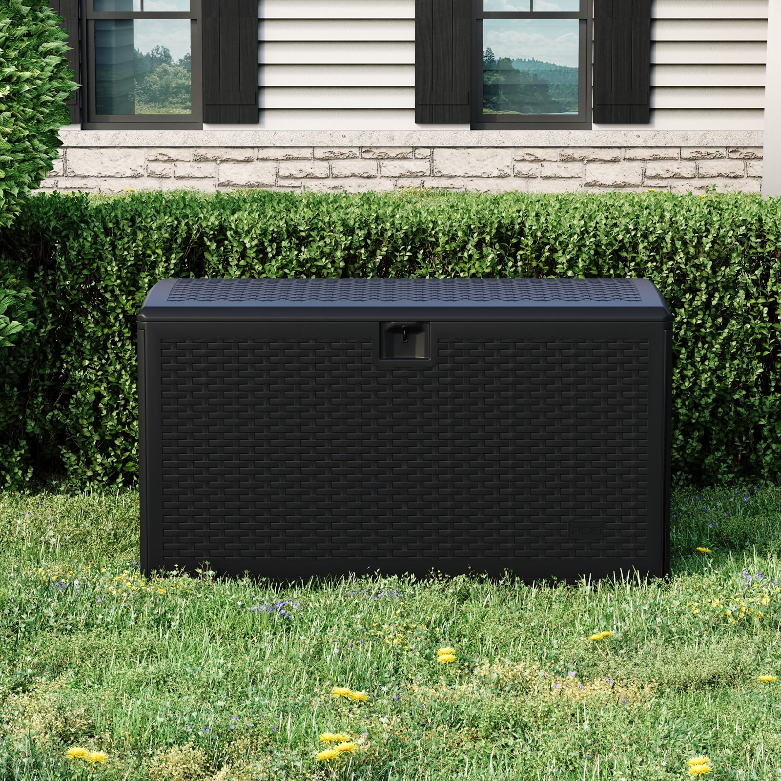 Weatherproof Folder Storage Box 73 Gallon Large Resin Deck Storage Box, Weatherproof & Lockable Outdoor ...