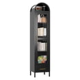 thumbnail image 1 of 73"H Metal Arched Bookcase Cabinet, Arch Display Storage with Glass Doors, Shelves & Drawer for Living Room, Kitchen, Office, Black, 1 of 7