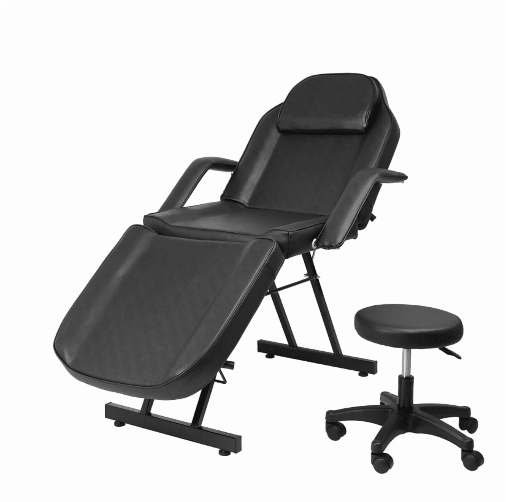 73 Inch Adjustable Salon Facial Bed with Hydraulic Stool 3 Section Massage Table Tattoo Chair Esthetician Lash Bed Removable Headrest and Armrests for Beauty Barber Massage Equipment