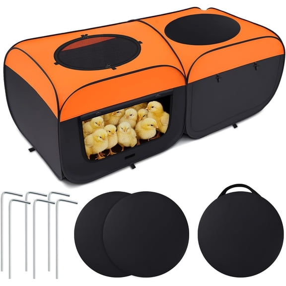73 Inch Large Chicken Brooder Box for Chick Starter Kit, Holds up to 30-40 Chicks, Upgrade Dual Door, Top Shading Design, Chick Brooder Pen/playpen/Baby Chicken, Bottom Non-Detachable