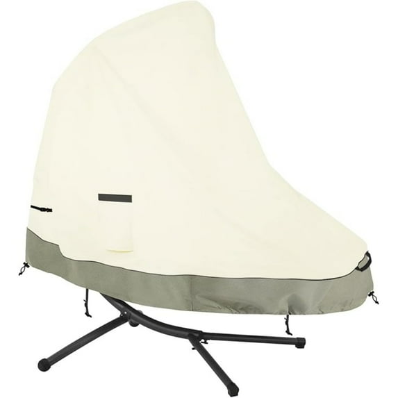 73 Inch Patio Hanging Chaise Lounge and Stand Cover - 600D Tough Canvas Heavy Duty Waterproof Outdoor Curved Steel Hammock Chaise Lounge Chair Swing Cover
