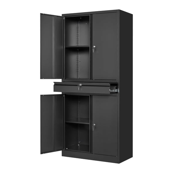 73 Inch Rolling Metal Storage Cabinet with Lockable Doors Drawer & Adjustable Shelves