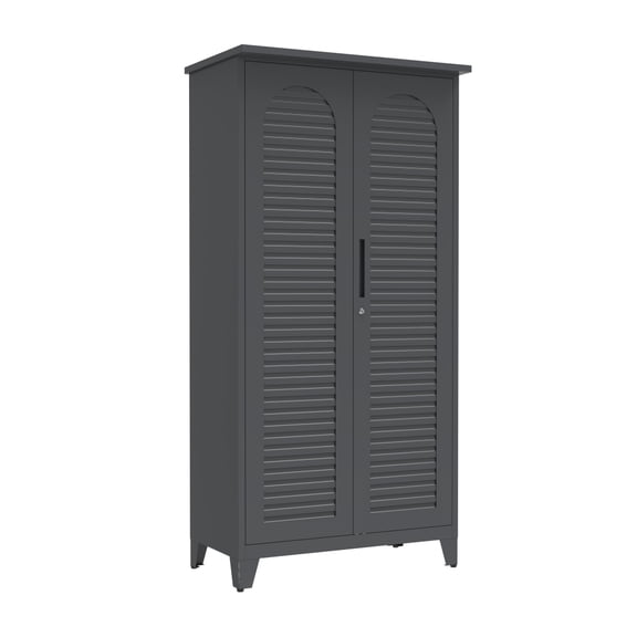 73 Inch Tall Heavy-Duty Steel Garage Tool Storage Cabinet, Wall-Mounted Multi-Layer Utility Organizer with Pegboard & Hanging Rods, Adjustable Shelves for Workshop Garden Office Bathroom