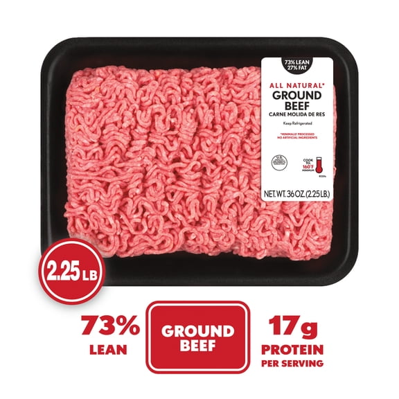 All Natural* 73% Lean/27% Fat Ground Beef, 2.25 lb Tray