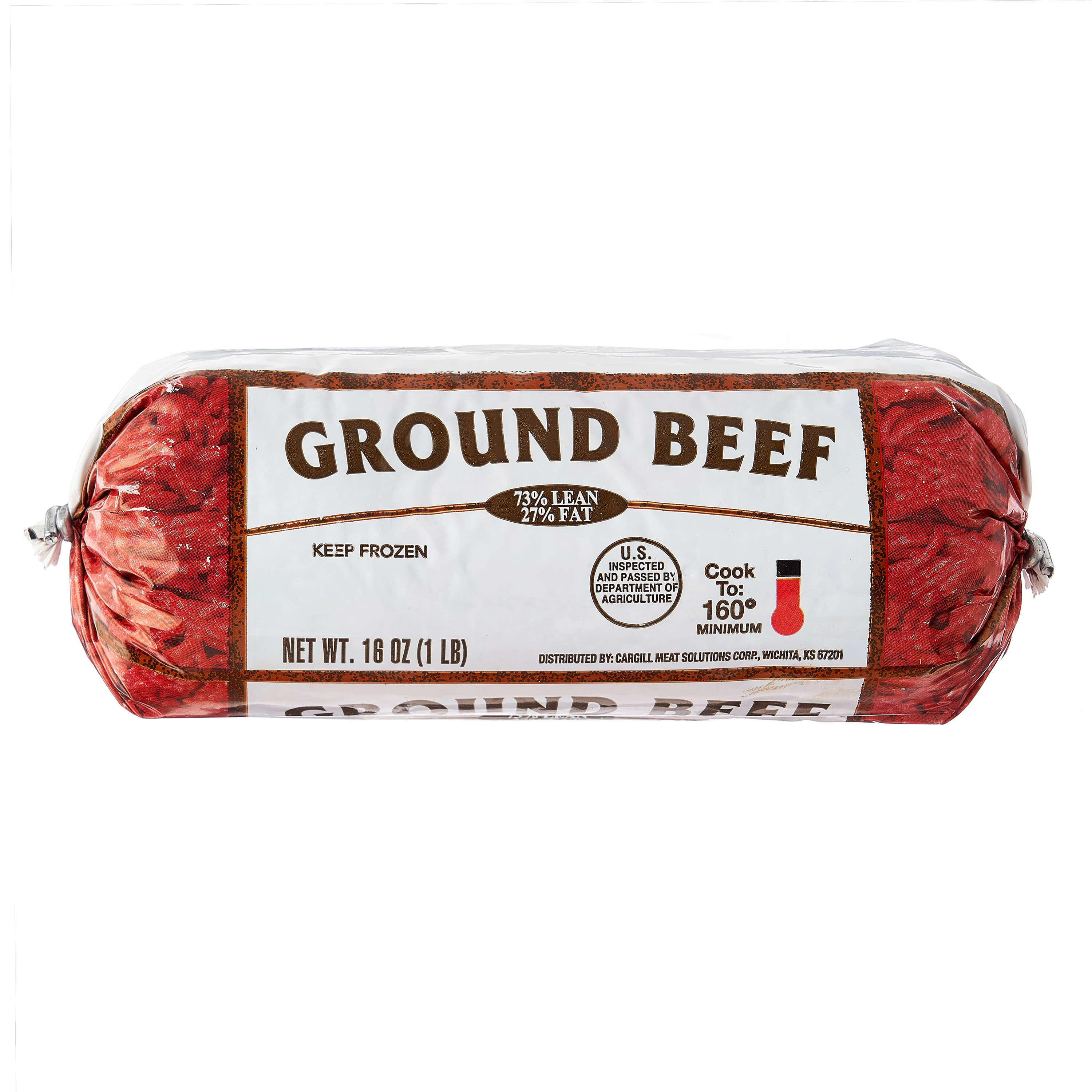 73% Lean / 27% Fat Ground Beef, 1lb Roll, Frozen - Walmart.com